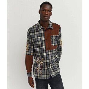 Reason Skulls Embroidered Long Sleeves Overshirt Street Wear